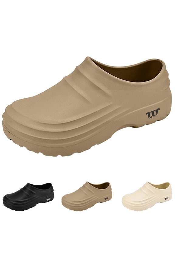 Chef Shoes for Men and Women Non Slip Water Proof Garden Work Clogs Sandals Rubber Sole Kitchens Service Footwear Beige 7
