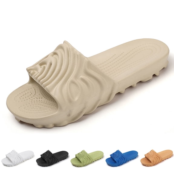 Modstep Cloud Slides for Men Women Recovery Foam Sandals Summer Comfortable Walking Shower Pillow Slippers for Pool Beach size 6 Beige