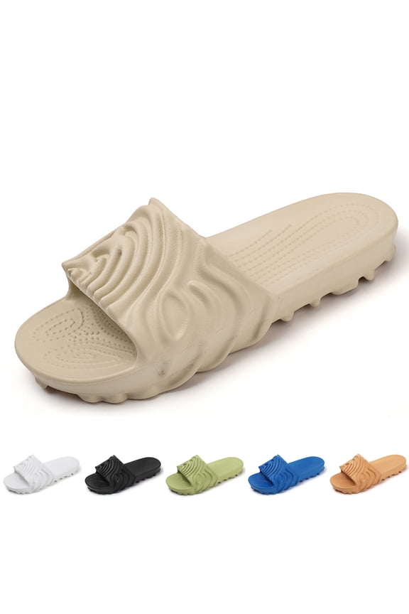 Cloud Slides for Men Women Recovery Foam Sandals Summer Comfortable Walking Shower Pillow Slippers for Pool Beach size 6 Beige