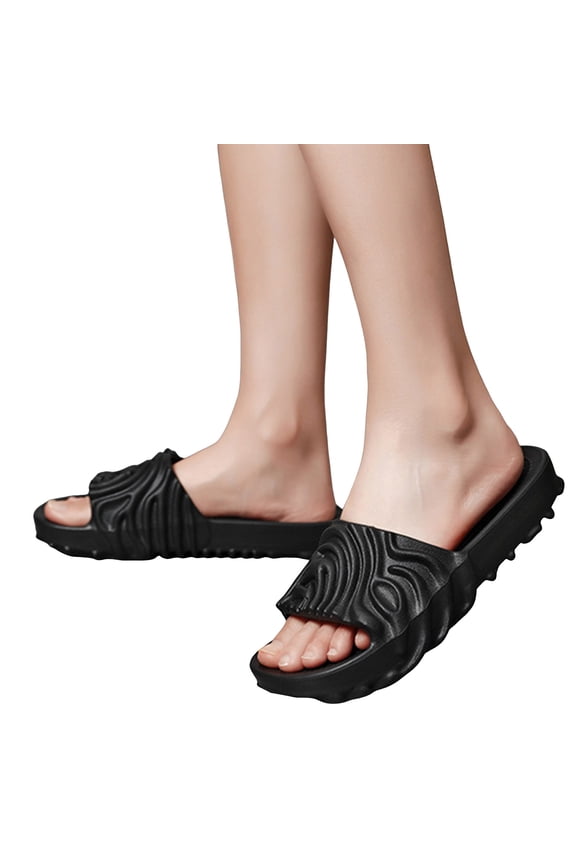Cloud Slides for Men Women Recovery Foam Sandals Summer Comfortable Walking Shower Pillow Slippers for Pool Beach size 9 Black