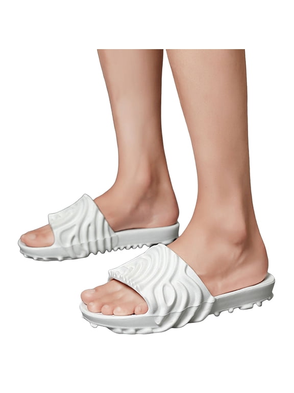 Cloud Slides for Men Women Recovery Foam Sandals Summer Comfortable Walking Shower Pillow Slippers for Pool Beach size 9 White