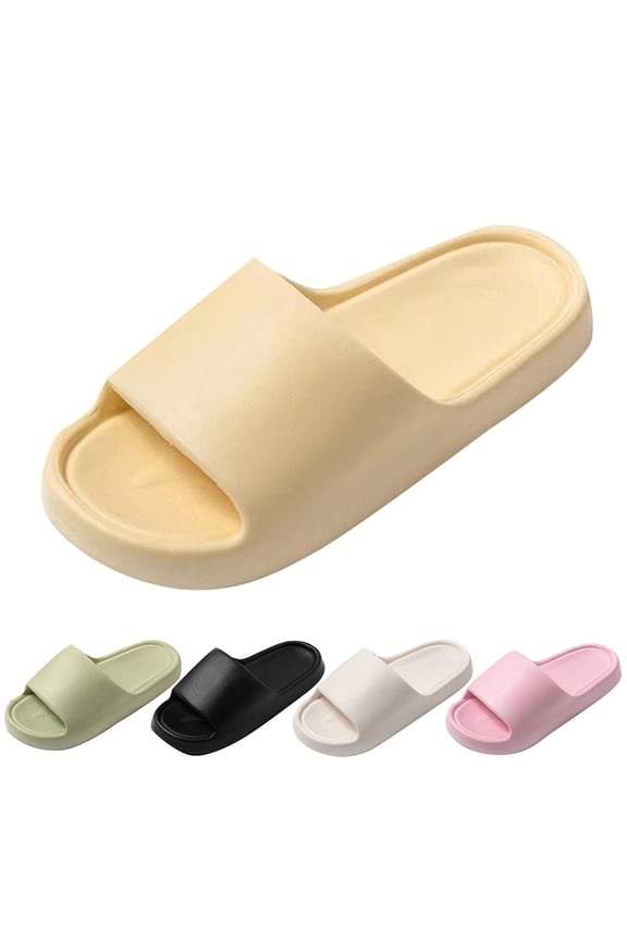 Cloud Slippers for Women and Men Pillow Shower Non Slip Slides Shoes Soft Thick Sole Quick Drying Dorm Bathroom Sandals Black 10