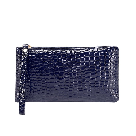 Modstep Clutch Wallet for Women RFID Wristlet Hand Strap Leather Purse Retro Zip Closure Card Holder Underarm Bag Blue