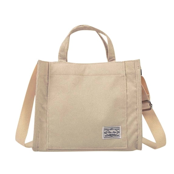 Modstep Corduroy Tote Bag for Women Versatile Small Crossbody Shoulder Bag Square Handbag College Mini Travel Purses White