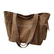 Modstep Corduroy Tote Bag for Women with Zipper and Pockets Shoulder Handbags Large Casual Travel Bags