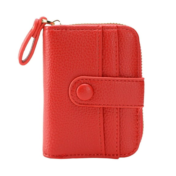 Modstep Credit Card Holder Wallet for Women Fashion Small Zipper RFID Blocking Portable Purse Birthday Gifes for Ladies Red