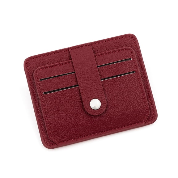 Modstep Credit Card Holder for Women Men Mini Pockets Portable Short Wallet for Daily Use Driver's License Bag with Button Red