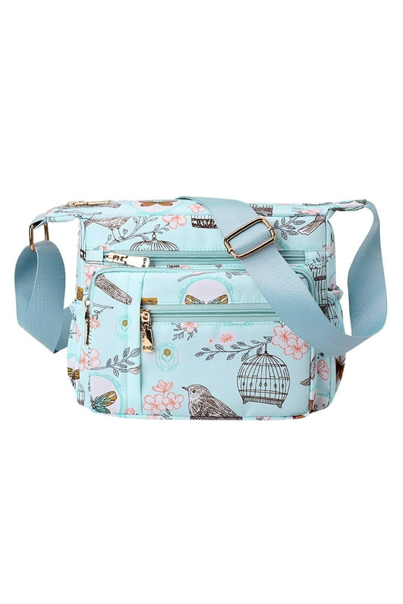 Crossbody Bag for Women Cartoon Color Printing Shoulder Tote Purse Zipper Compartments Underarm Pocket Handbags Blue