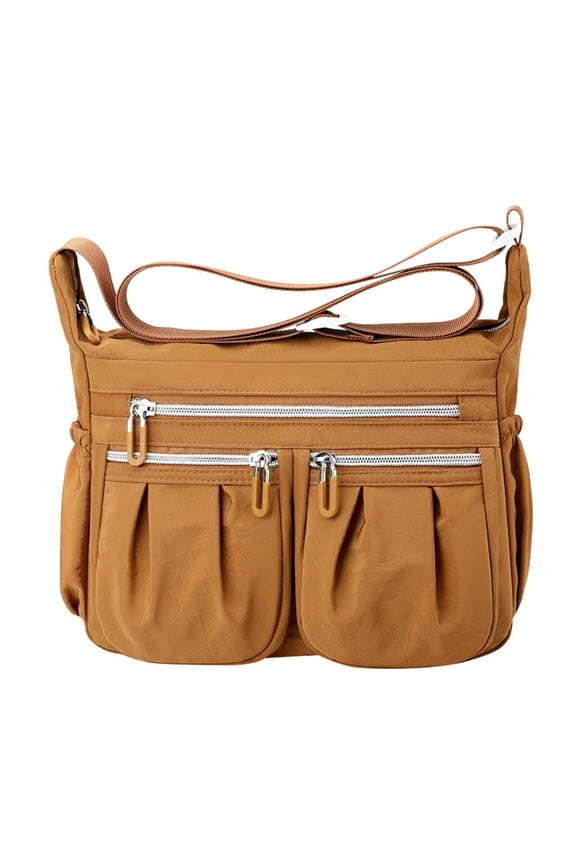 Crossbody Bag for Women Multiple Zip Pockets Medium Shoulder Bag Handbags Casual Daily Bags for College Students Gold