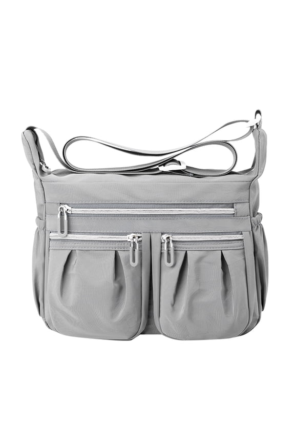 Crossbody Bag for Women Multiple Zip Pockets Medium Shoulder Bag Handbags Casual Daily Bags for College Students Grey
