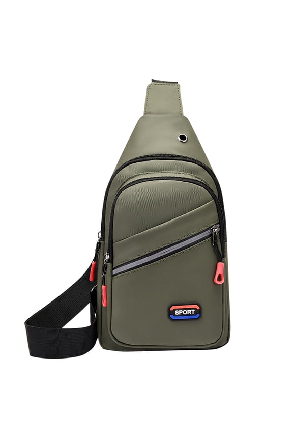 Crossbody Bags for Women Men Earphone Hole Trendy Sling Backpack Casual Chest Bag Shoulder Purse for Hiking Sports Green