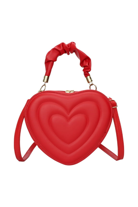 Fashion Crossbody Purses Heart Shaped Leather Shoulder Bags Zip Underarm Handbags for Ladies Weekend Shopping
