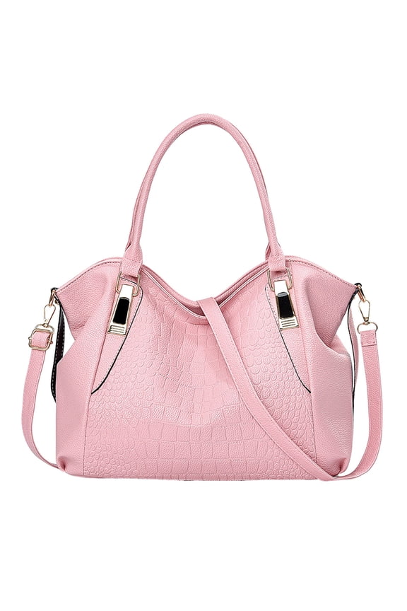 Fashion Handbag Purse for Women Leather Top Handle Satchel Detachable Strap Crossbody Shoulder Bag Lady Work Zip Tote Pink