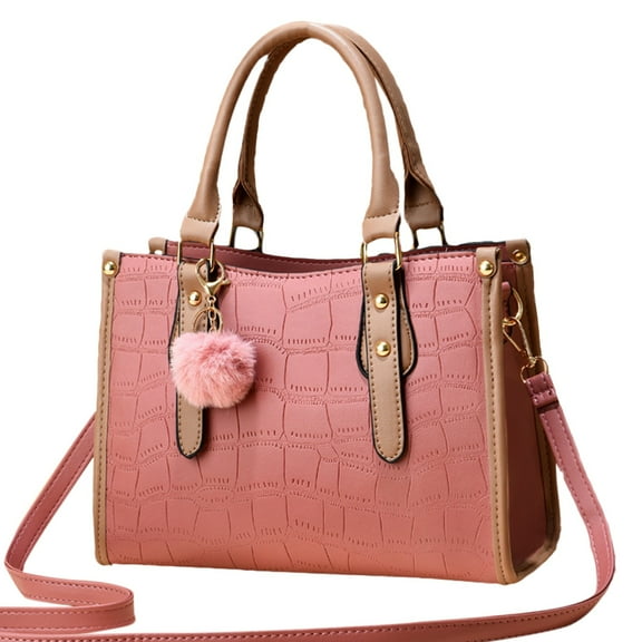 Modstep Fashion Handbags and Purses for Women Leather Top Handle Satchel Shoulder Bags Ladies Daily Tote with Plush Pendant Pink