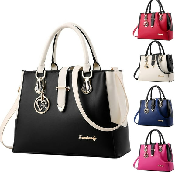 Modstep Fashion Handbags for Women Leather Top Handle Satchel Shoulder Purses Multiple Pockets Crossbody Tote with Pendant Black