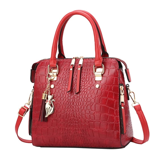 Modstep Fashion Top Handle Satchel for Women Detachable Strap Leather Handbags Purses Zipper Compartments Crossbody Shoulder Tote Bag Red