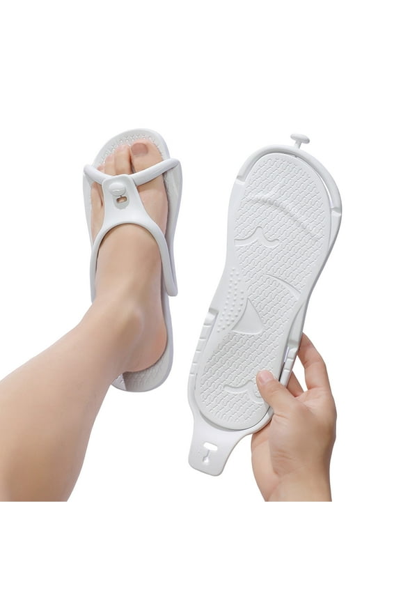 Foldable Travel Slippers Shower Shoes for Women and Men Quick Drying Non Slip Slides Bathroom Gym Pool Beach Sandals White 8.5