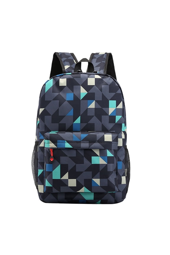 Laptop Backpack for Women Men Fashion Color Printing Versatile Zip Schoolbag Double Shoulder Daypack for Travel Navy