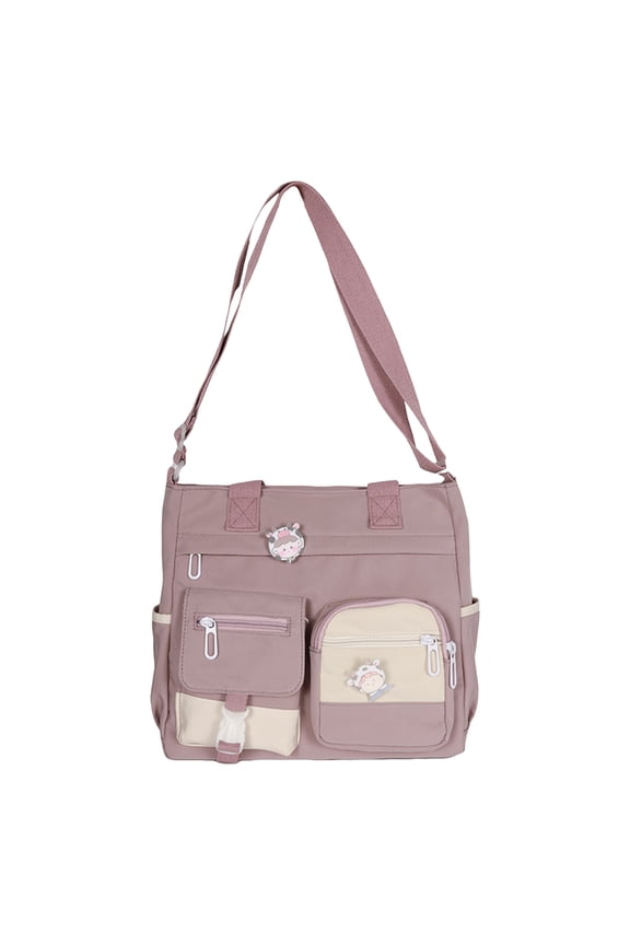 Large Canvas Crossbody Bag for Women Multiple Pocket Book Bag Cute College School Laptop Zip Tote Shoulder Purses Purple