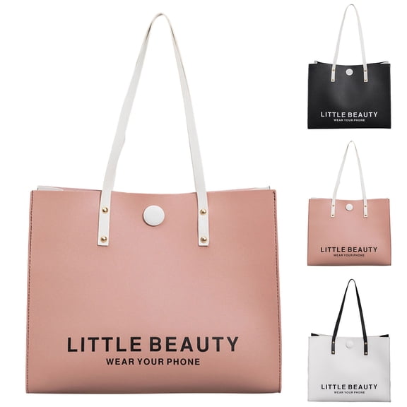 Modstep Large Tote Bags for Women Fashion Shoulder Purse with Button Ladies Work Handbag College Students Shopping Satchel Black