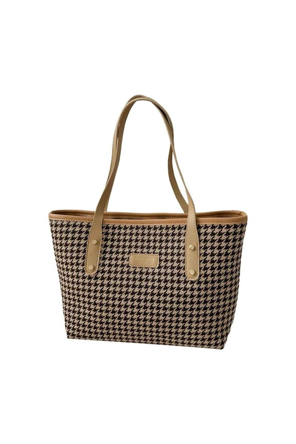 Modstep Large Tote Bags for Women Suede Plaid Shoulder Handbags Casual Work Travel Underarm Pack for Ladies and Colleges Brown