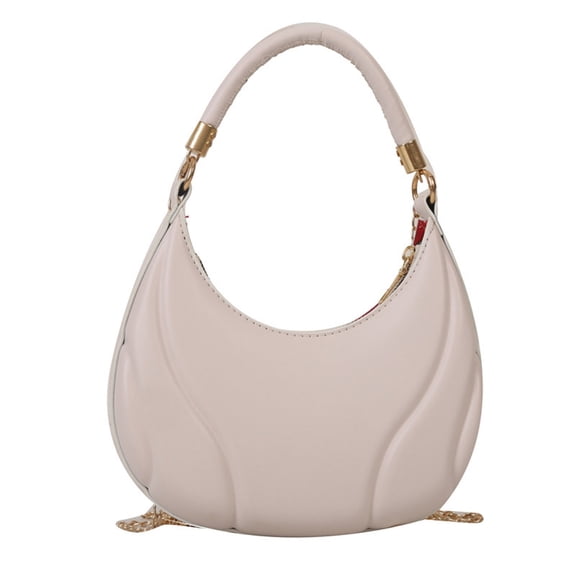 Modstep Leather Crescent Bag for Women Fashion Chain Crossbody Purse Ladies Shopping Travel Underarm Tote Shoulder Bags White