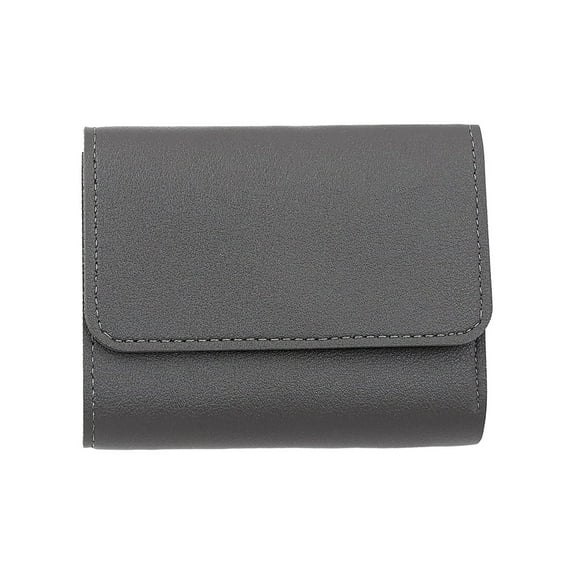 Modstep Leather Small Wallet Purses for Women Men ID Window RFID Blocking Bifold Credit Card Holder Students Portable Pocket Grey