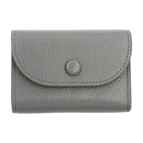 Modstep Leather Wallet for Men Women Button Mini Credit Card Holder Zipper Pocket Purse for Students Daily Shopping Grey