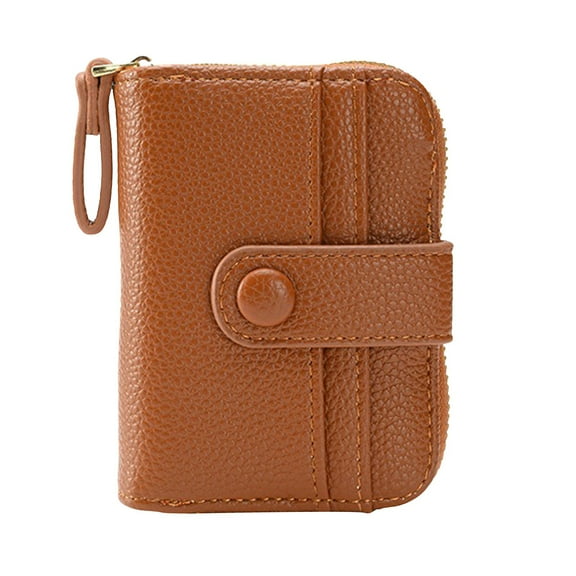 Modstep Leather Wallet for Woman Credit Card Holder Purse Quilted RFID Blocking Zipper Ladies Work Daily Use Pocket Brown