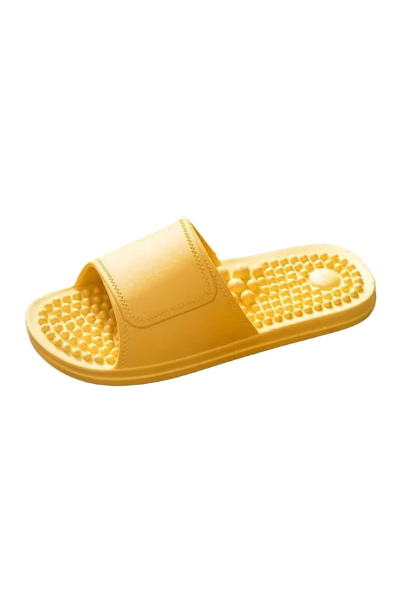 Men Women Acupressure Massage Slippers Summer Non Slip Quick Drying Bathroom Slide Sandals Indoor Flat Shower Shoes size 8.5 Yellow