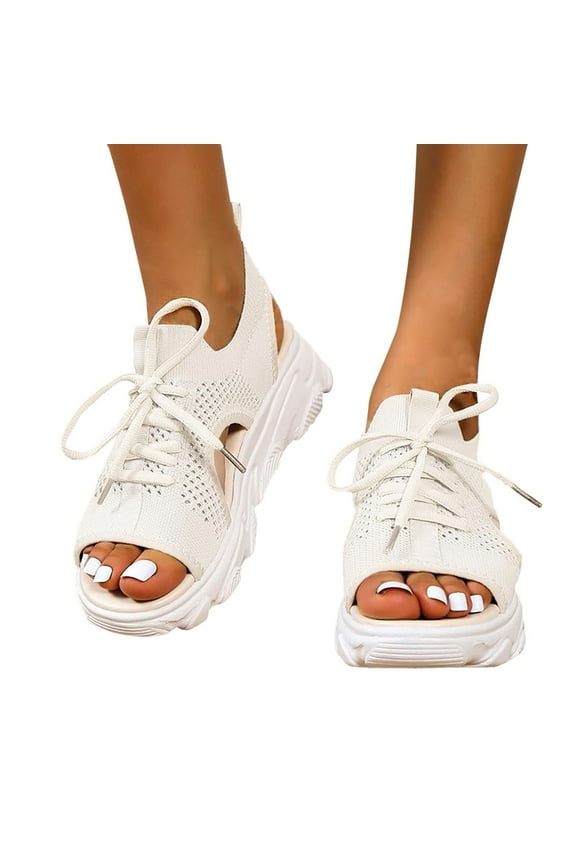 Men and Women Walking Sandals Arch Support Memory Foam Mesh Shoes Breathable Open Toe Sport Sandal for Athletic Summer White 9