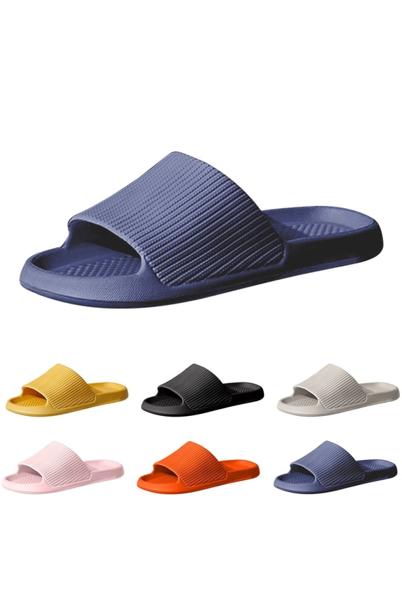 Men's Shower Slides Non Slip Quick Drying Sandals Unisex Pool Beach Bathroom Slippers Indoor Outdoor Flat Shoes Black 8.5