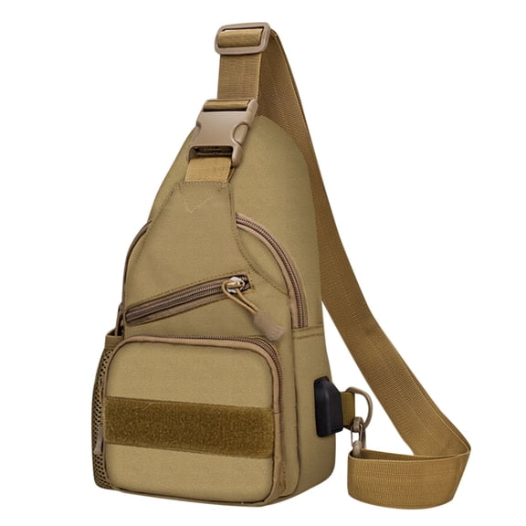 Modstep Mens Crossbody Purses USB Charging Port Chest Bag Side Pocket Zipper Sling Backpack for Outdoor Hiking Camping Brown