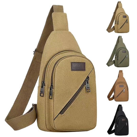 Modstep Mens Crossbody Sling Bags Zipper Canvas Chest Bag Womens Small Shoulder Bag Backpack for Students Sports Travel Hiking Black