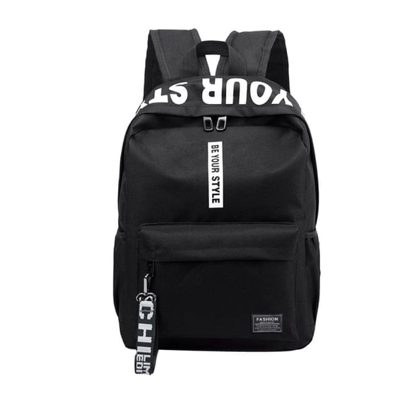 Modstep Mens Fashion Backpack Letter Print Zipper Compartments College School Daypack Unisex Medium Travel Pockets Storage Bag Black