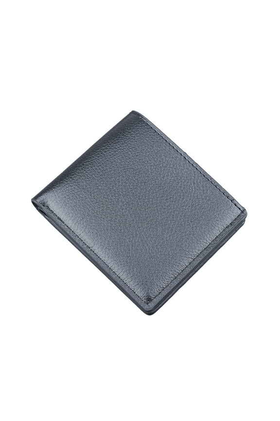 Mens Leather Wallet Mini RFID Blocking Credit Card Holder Work Purse Lightweight Foldable Wallets with ID Window Black
