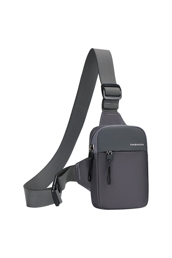 Mens Mini Crossbody Purse Adjustable Shoulder Strap Zipper Chest Bag Students Sports Phone Pocket for Hiking Travel Grey