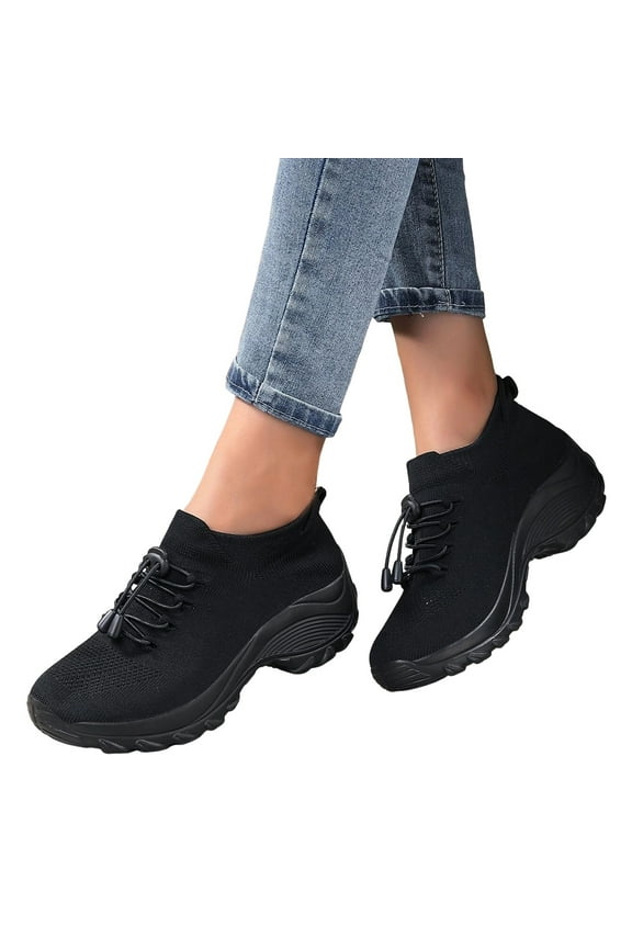 Mens Womens Walking Tennis Shoes Slip on Breathable Casual Running Sneakers Memory Foam Comfortable Outdoor Trainers Black 8