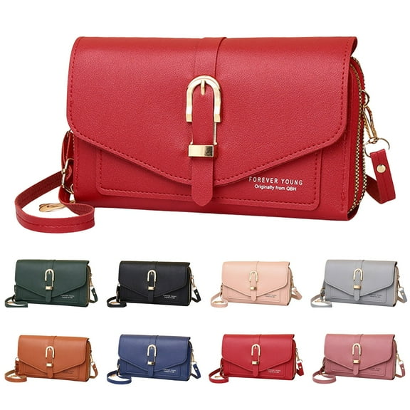 Modstep Mini Crossbody Purse for Women Multiple Zipper Compartments Leather Cellphone Clutch Wallet Shoulder Bag for Ladies Travel Brown