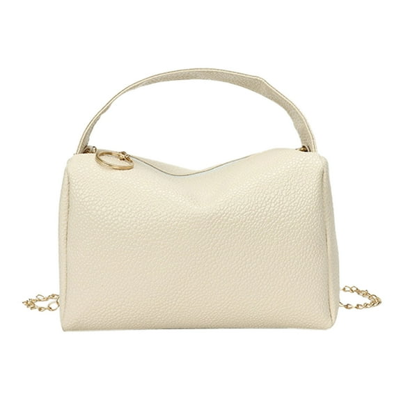 Modstep Mini Crossbody Purses for Women Leather Gold Chain Cellphone Bags Zipper Shoulder Tote Bags for Ladies Weekend Party White