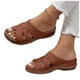 thumbnail image 1 of Modstep Orthopedic Wedge Sandals for Women Hollow Out Low Heel Non Slip Slide Shoes Wide Width Beach Slippers with Arch Support Brown 6, 1 of 7