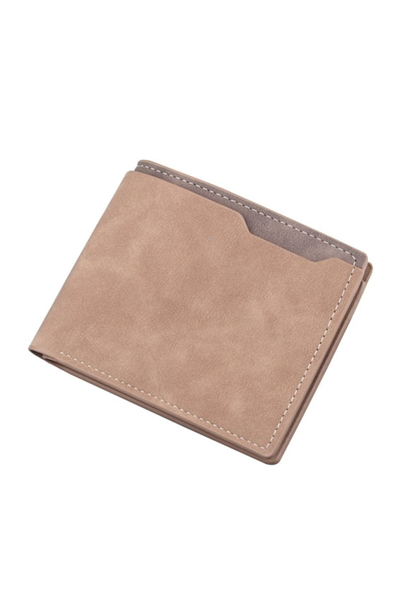 Retro Short Wallet for Men Multiple Card Slots Foldable Credit Card Holder Leather Purse for Work Business with ID Window Brown