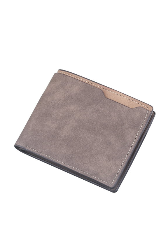 Retro Short Wallet for Men Multiple Card Slots Foldable Credit Card Holder Leather Purse for Work Business with ID Window Brown