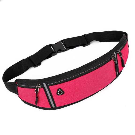 Modstep Running Belt for Men Women Earphone Hole Zipper Phone Pocket Detachable Belt Fanny Bags Waist Packs for Hiking Climbing Pink
