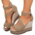 thumbnail image 1 of Modstep Sandals for Women 2026 Comfortable Wedge Platform Sandal Ankle Strap Open Toe Heels Ladies Summer Slip on Walking Shoes Brown 8, 1 of 6