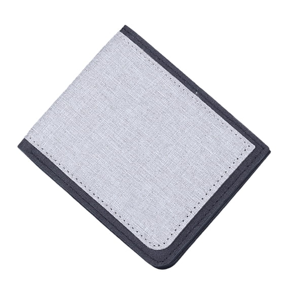 Modstep Short Wallet for Men Canvas Fashion Thin Credit Card Holder Purses Multiple Card Slots Pockets with ID Window Grey