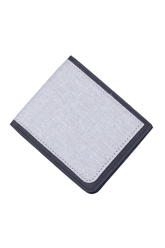 Short Wallet for Men Canvas Fashion Thin Credit Card Holder Purses Multiple Card Slots Pockets with ID Window Grey