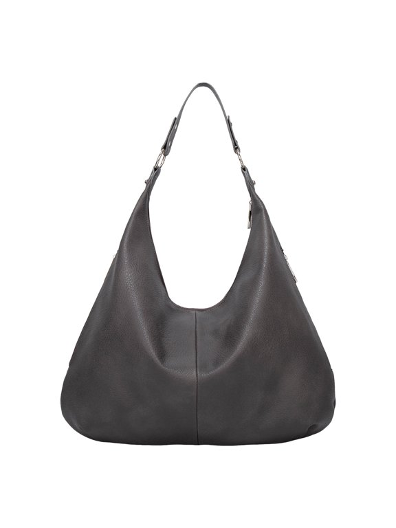 Shoulder Bags for Women Soft Slouchy Leather Handbag Lady Stylish Button Tote Purses Underarm Shopping Satchel Grey