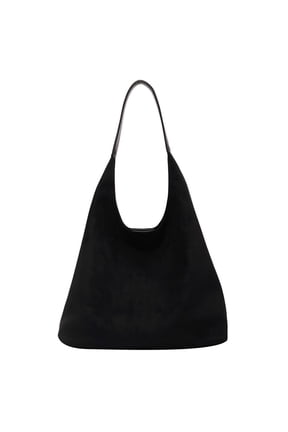 Suede Bag for Women Slouchy Underarm Shoulder Tote Purses 2025 Winter and Fall Ladies Work College Handbags Black