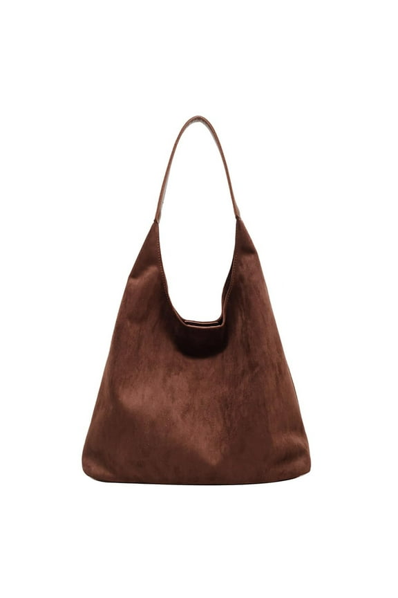 Suede Bag for Women Slouchy Underarm Shoulder Tote Purses 2025 Winter and Fall Ladies Work College Handbags Brown